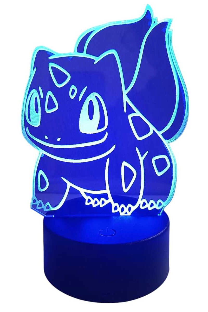 LAMPARA ILUSION 3D BULBASAUR POKEMON DE 7 COLORES - 4