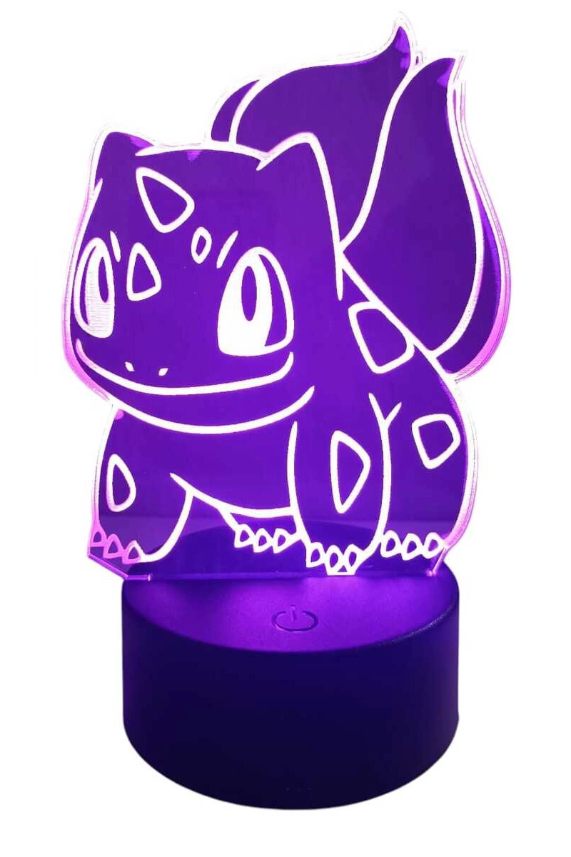 LAMPARA ILUSION 3D BULBASAUR POKEMON DE 7 COLORES - 5