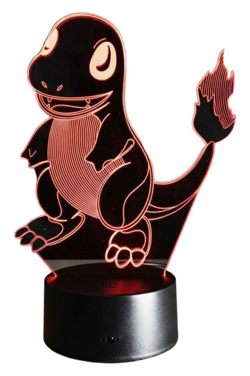 LAMPARA ILUSION 3D CHARMANDER POKEMON DE 7 COLORES - 1