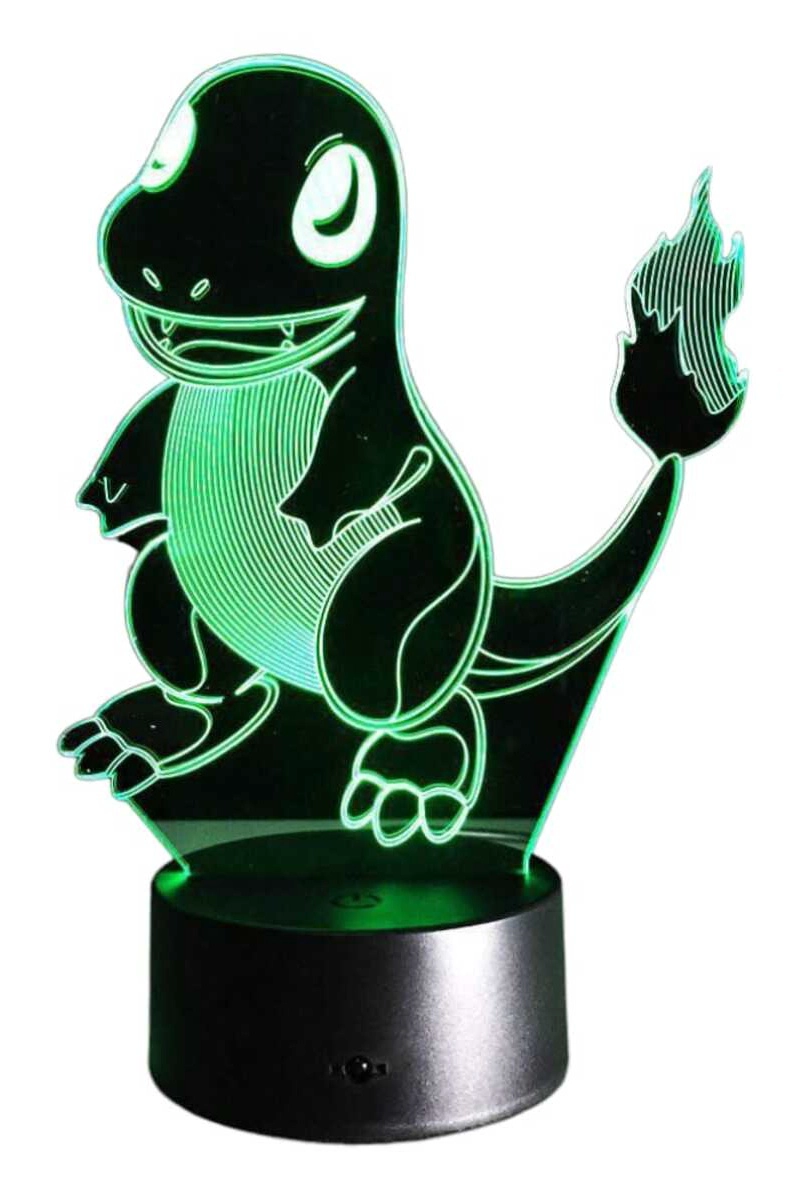 LAMPARA ILUSION 3D CHARMANDER POKEMON DE 7 COLORES - 2