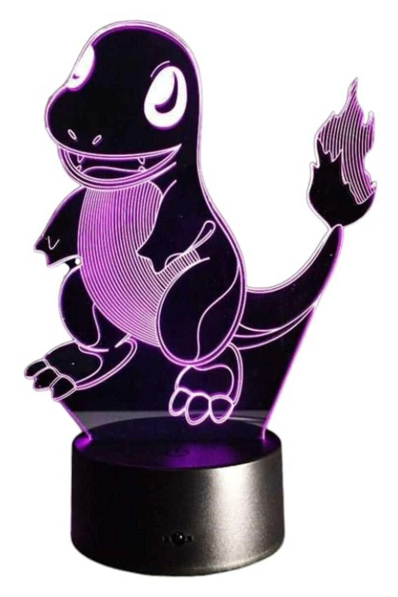 LAMPARA ILUSION 3D CHARMANDER POKEMON DE 7 COLORES - 3