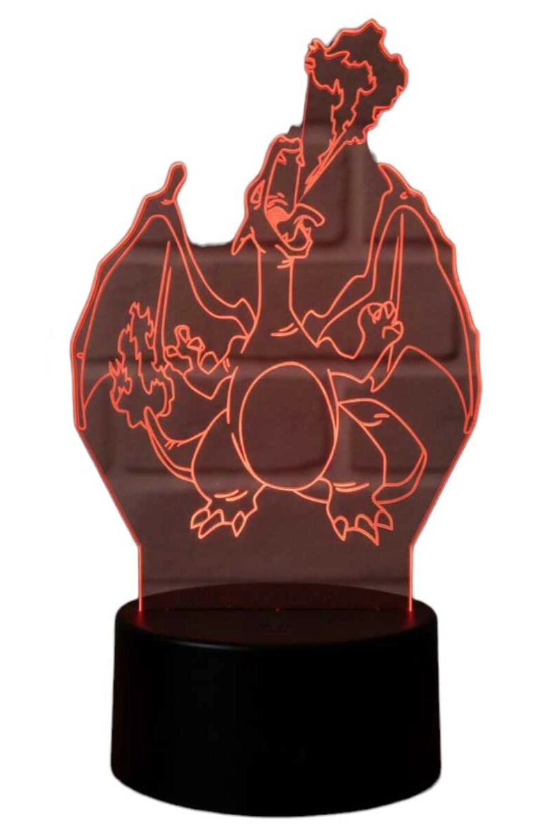 LAMPARA ILUSION 3D CHARIZARD LLAMAS POKEMON DE 7 COLORES - 1