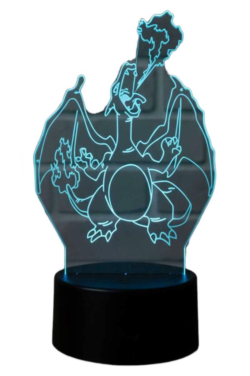 LAMPARA ILUSION 3D CHARIZARD LLAMAS POKEMON DE 7 COLORES - 2
