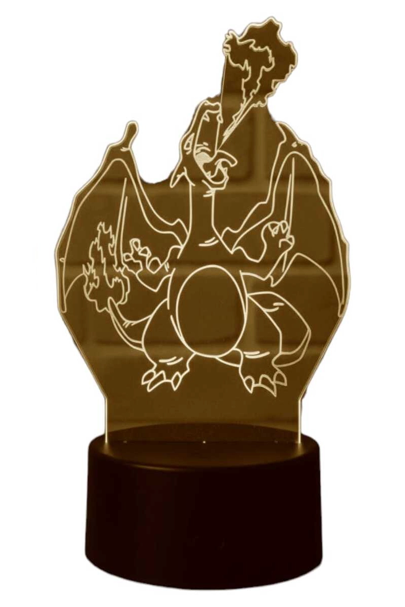LAMPARA ILUSION 3D CHARIZARD LLAMAS POKEMON DE 7 COLORES - 3