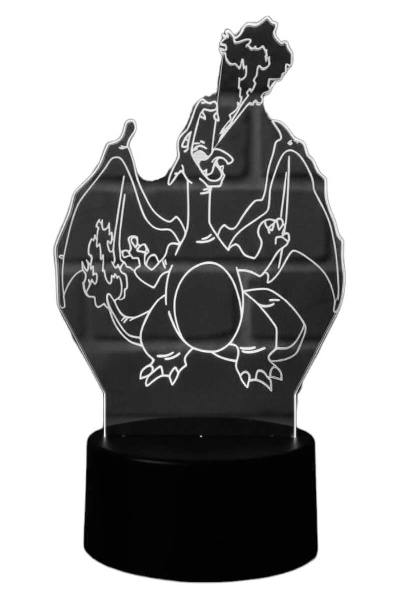 LAMPARA ILUSION 3D CHARIZARD LLAMAS POKEMON DE 7 COLORES - 4