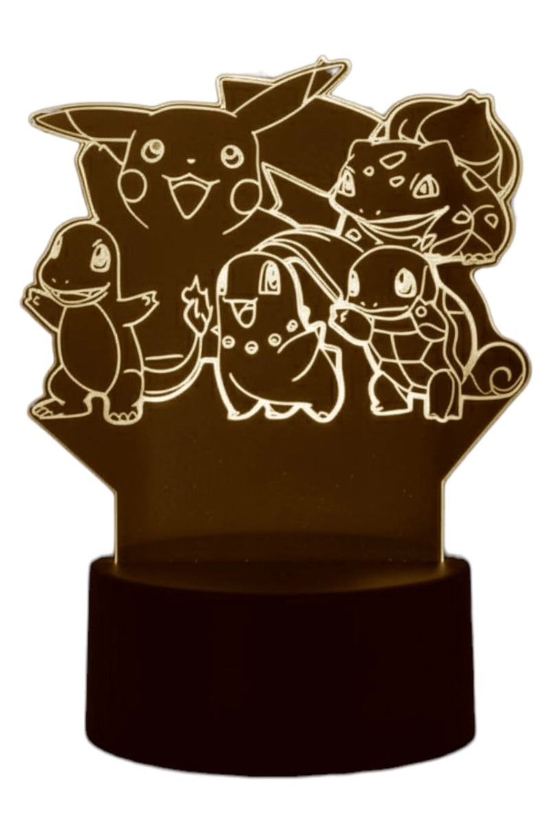 LAMPARA ILUSION 3D POKEMON GRUPO DE 7 COLORES - 1