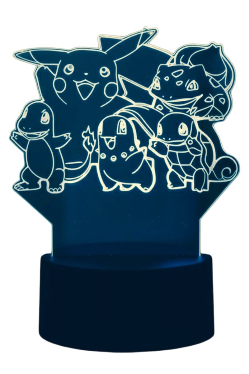 LAMPARA ILUSION 3D POKEMON GRUPO DE 7 COLORES - 2
