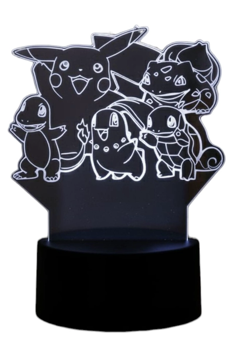 LAMPARA ILUSION 3D POKEMON GRUPO DE 7 COLORES - 4
