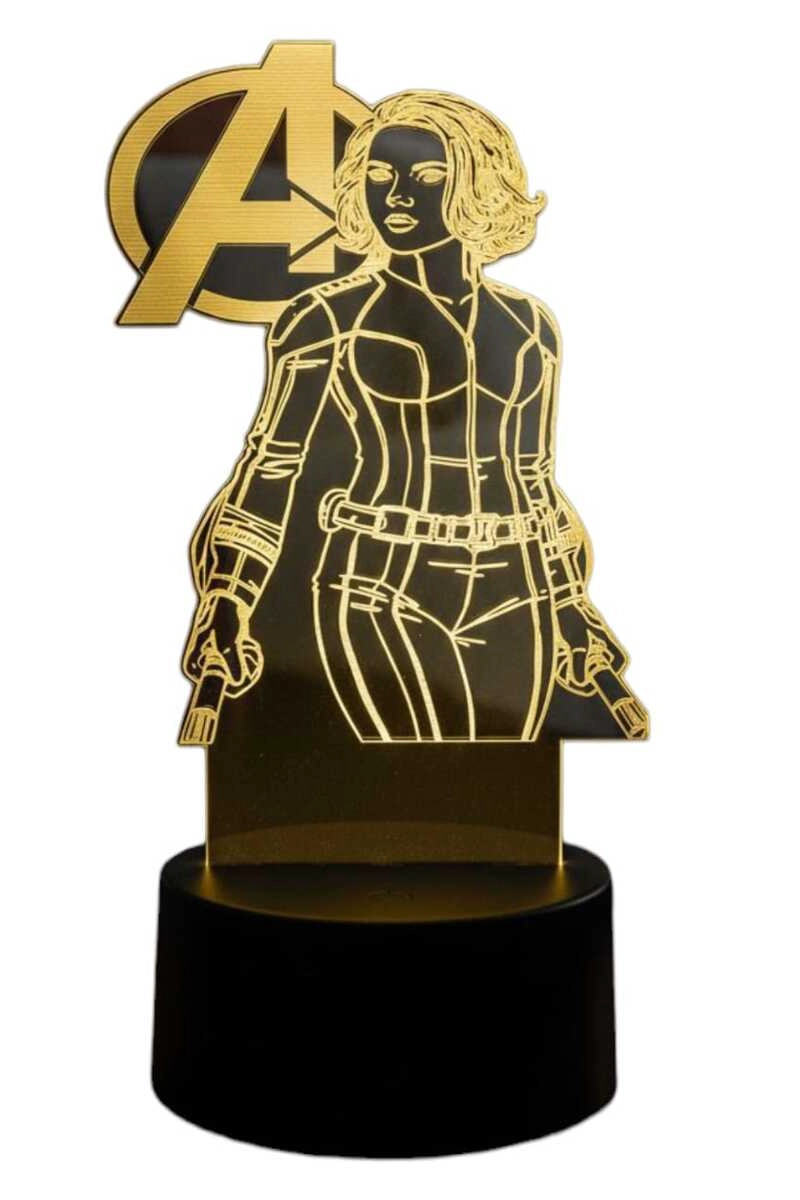 LAMPARA ILUSION 3D VIUDA NEGRA AVENGERS DE 7 COLORES - 2