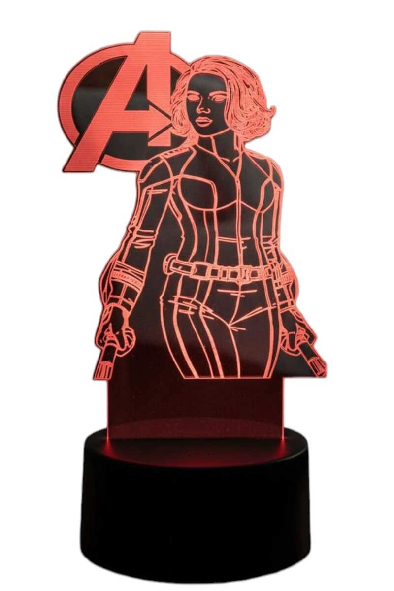 LAMPARA ILUSION 3D VIUDA NEGRA AVENGERS DE 7 COLORES - 3