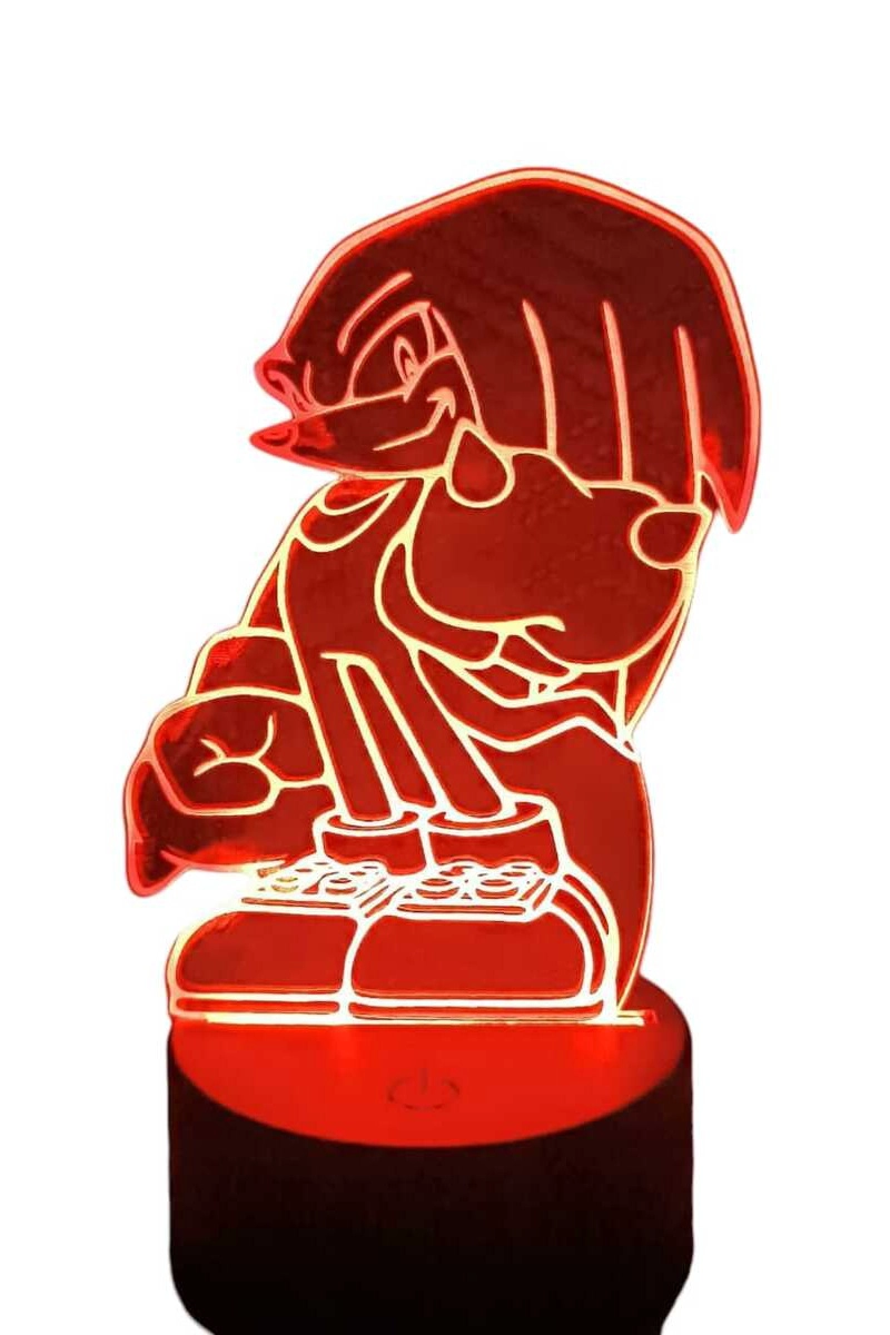 LAMPARA ILUSION 3D KNUCKLES SONIC DE 7 COLORES - 1