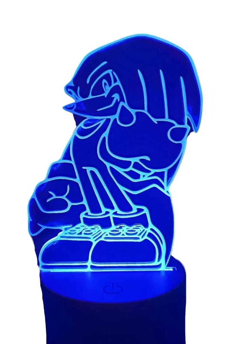 LAMPARA ILUSION 3D KNUCKLES SONIC DE 7 COLORES - 2