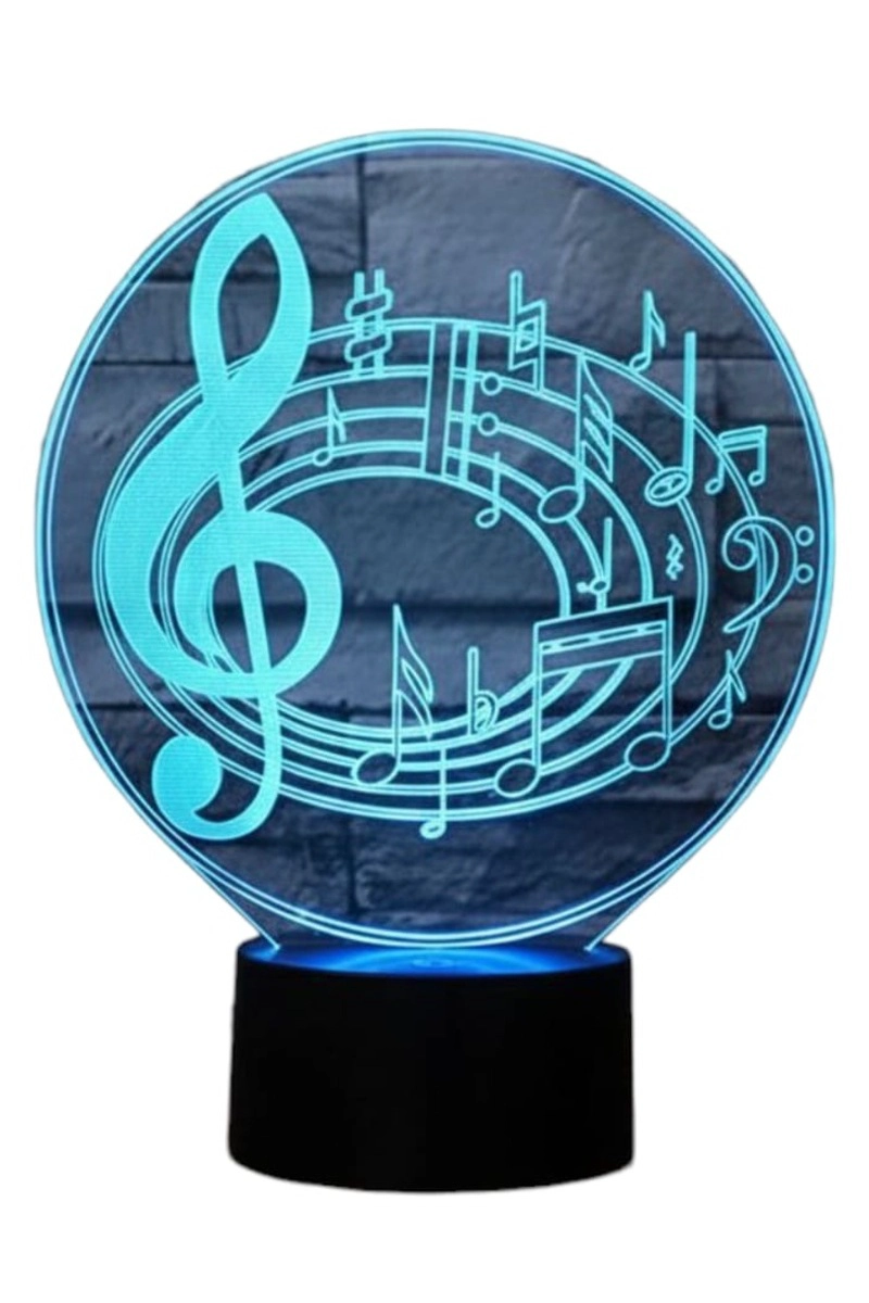 LAMPARA ILUSION 3D MUSICA LLAVE DE SOL DE 7 COLORES - 1