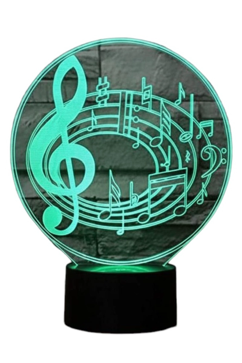 LAMPARA ILUSION 3D MUSICA LLAVE DE SOL DE 7 COLORES - 2