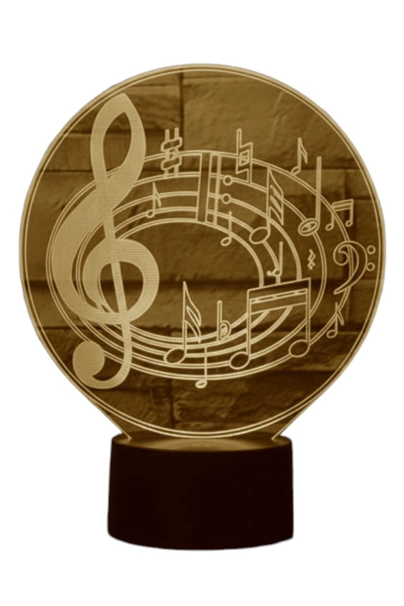 LAMPARA ILUSION 3D MUSICA LLAVE DE SOL DE 7 COLORES - 3