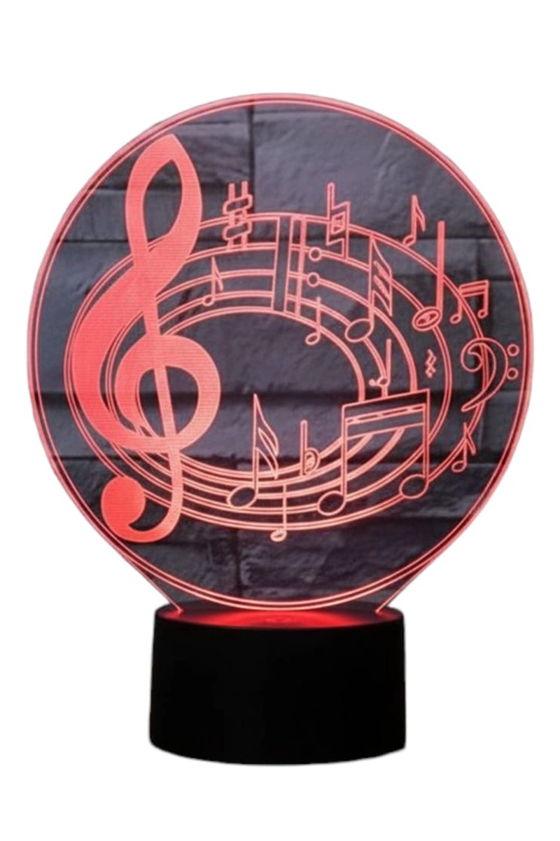 LAMPARA ILUSION 3D MUSICA LLAVE DE SOL DE 7 COLORES - 4