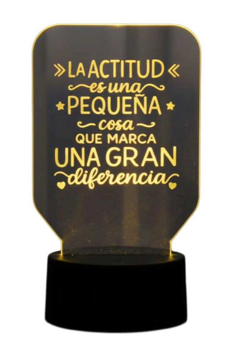 LAMPARA ILUSION 3D FRASE: LA ACTITUD ES UNA PEQUEÑA... DE 7 COLORES - 2