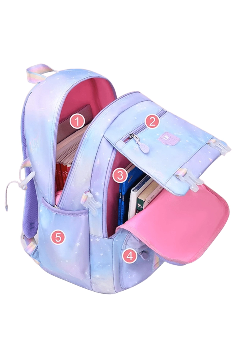 MOCHILA ESCOLAR ARCOIRIS TONOS PASTEL - 5