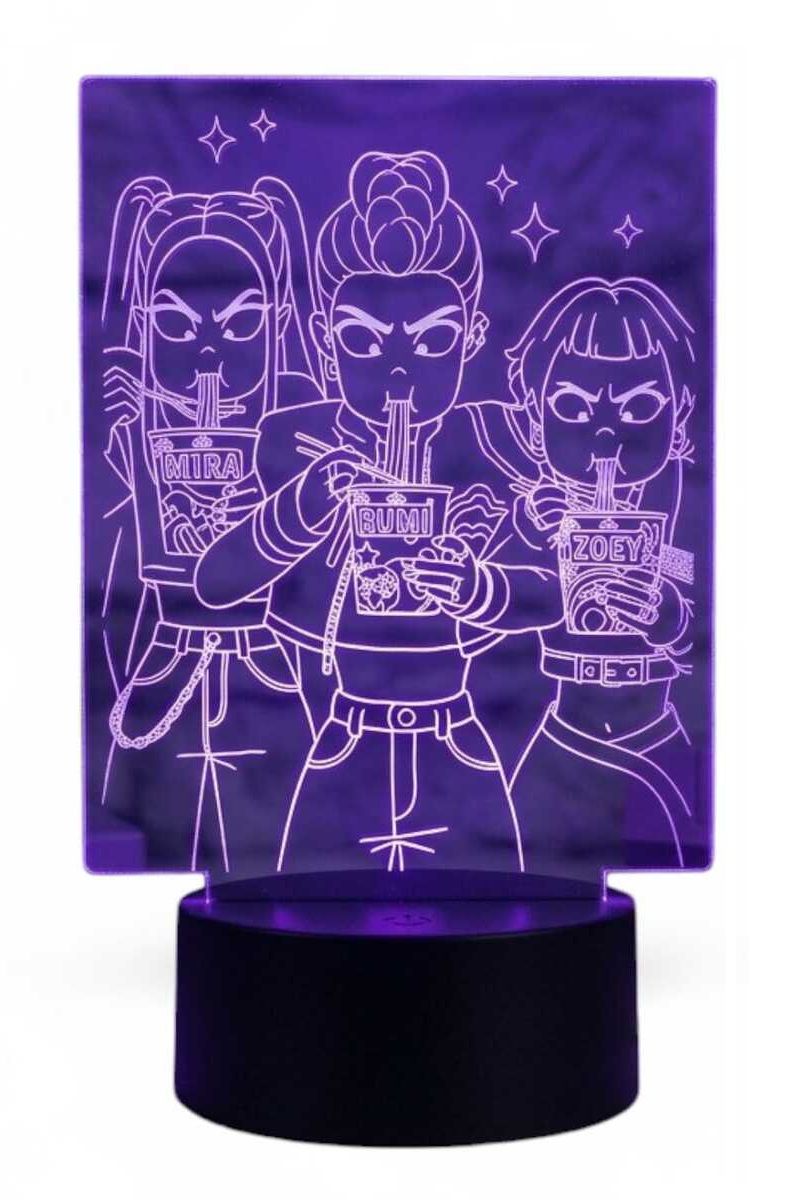 LAMPARA ILUSION 3D GUERRERAS K-POP III DE 7 COLORES - 1