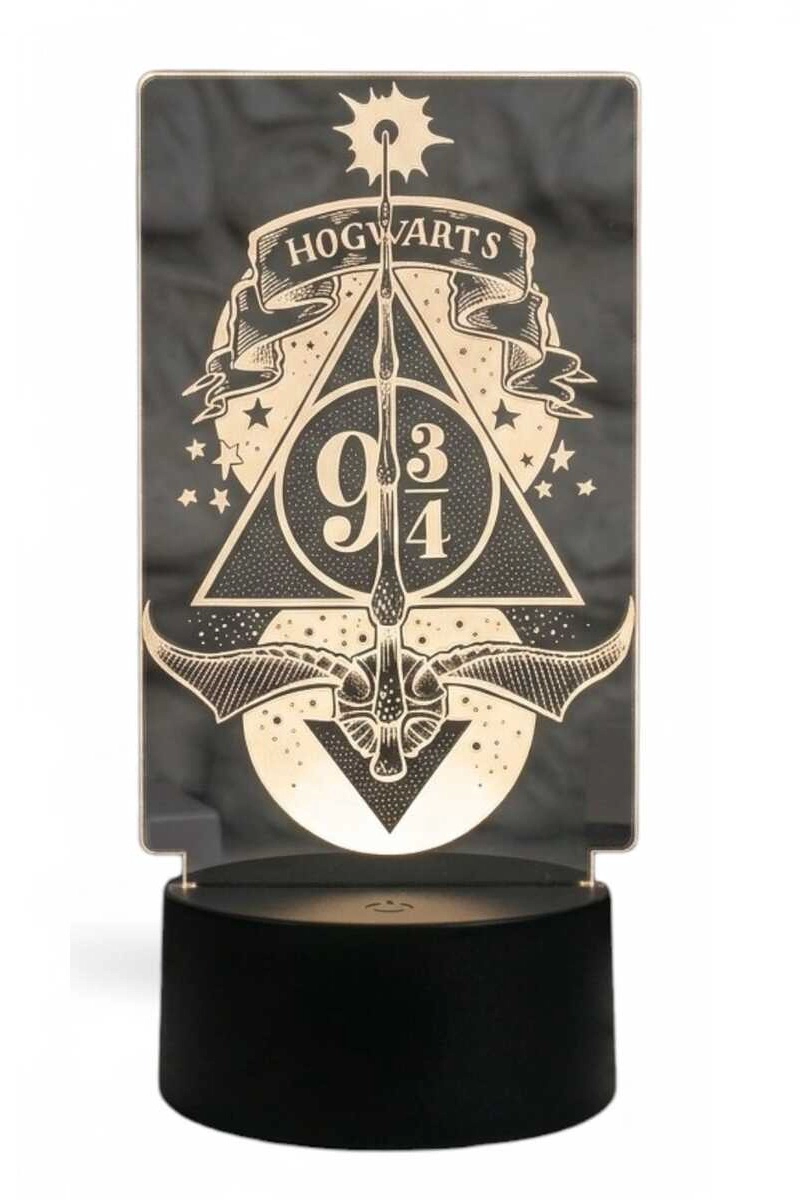 LAMPARA ILUSION 3D HARRY POTTER SIMBOLOS DE 7 COLORES - 2