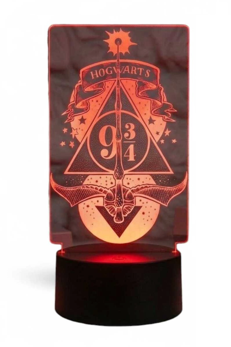 LAMPARA ILUSION 3D HARRY POTTER SIMBOLOS DE 7 COLORES - 3
