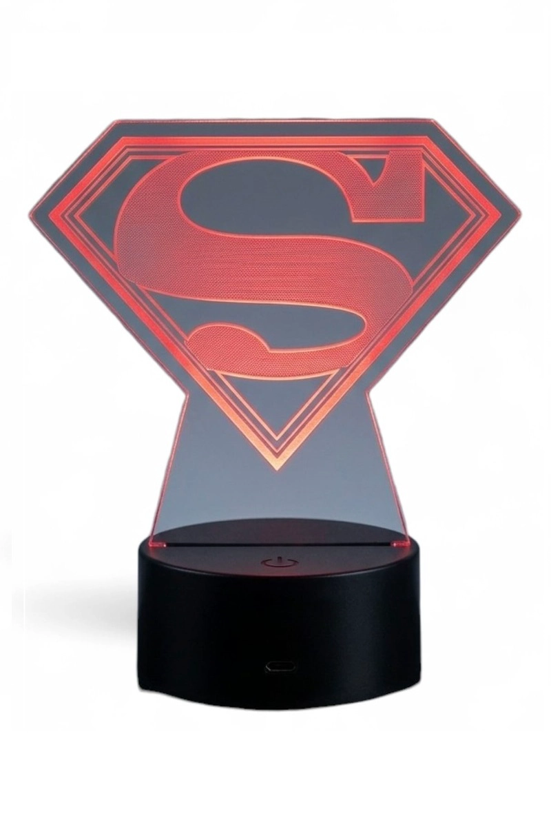 LAMPARA ILUSION 3D SUPERMAN LOGO DE 7 COLORES - 1