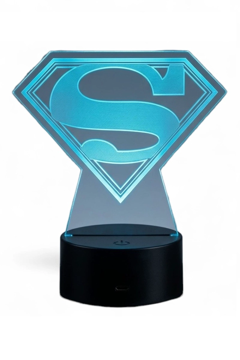 LAMPARA ILUSION 3D SUPERMAN LOGO DE 7 COLORES - 3