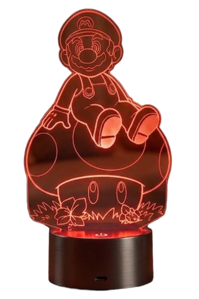 LAMPARA ILUSION 3D MARIO SOBRE HONGO DE 7 COLORES - 1