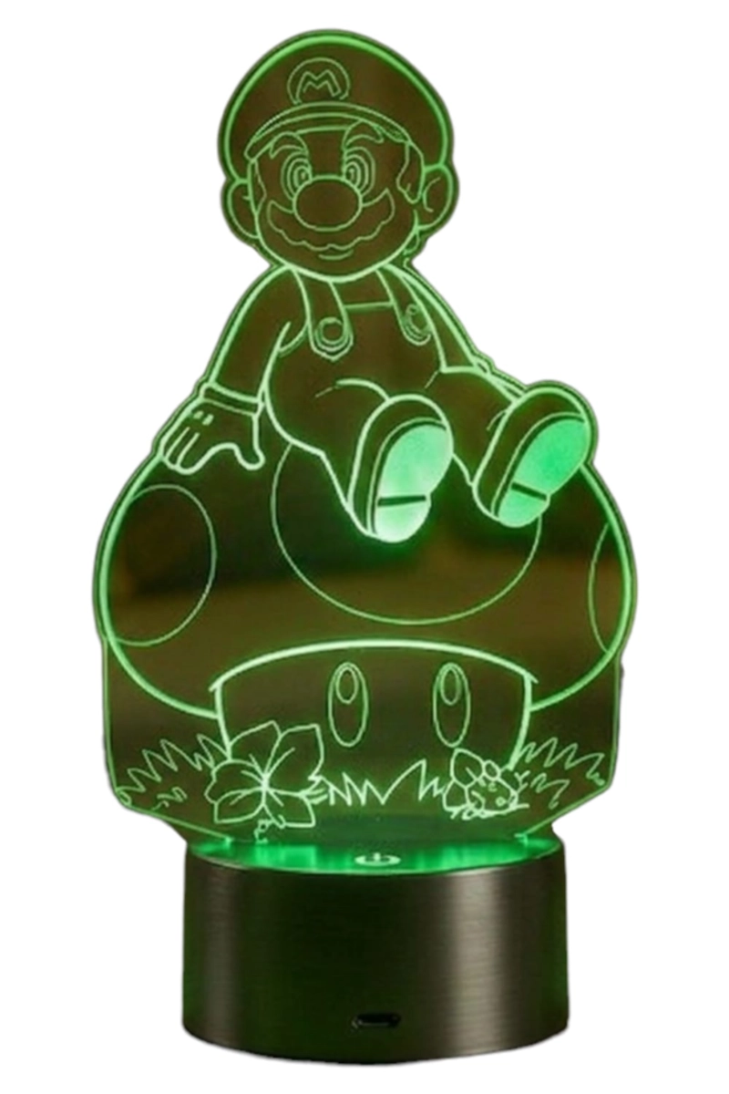 LAMPARA ILUSION 3D MARIO SOBRE HONGO DE 7 COLORES - 2