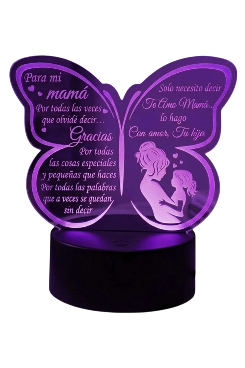 LAMPARA ILUSION 3D DIA DE LA MADRE VI DE 7 COLORES - 3