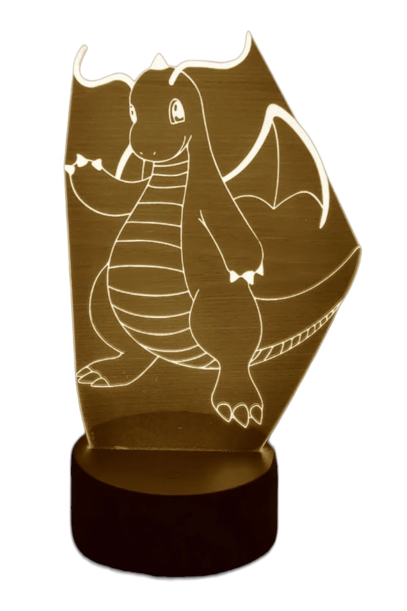 LAMPARA ILUSION 3D DRAGONITE (POKEMON) DE 7 COLORES - 1