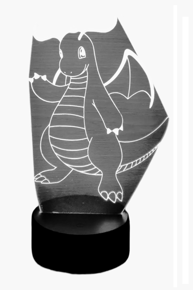LAMPARA ILUSION 3D DRAGONITE (POKEMON) DE 7 COLORES - 2