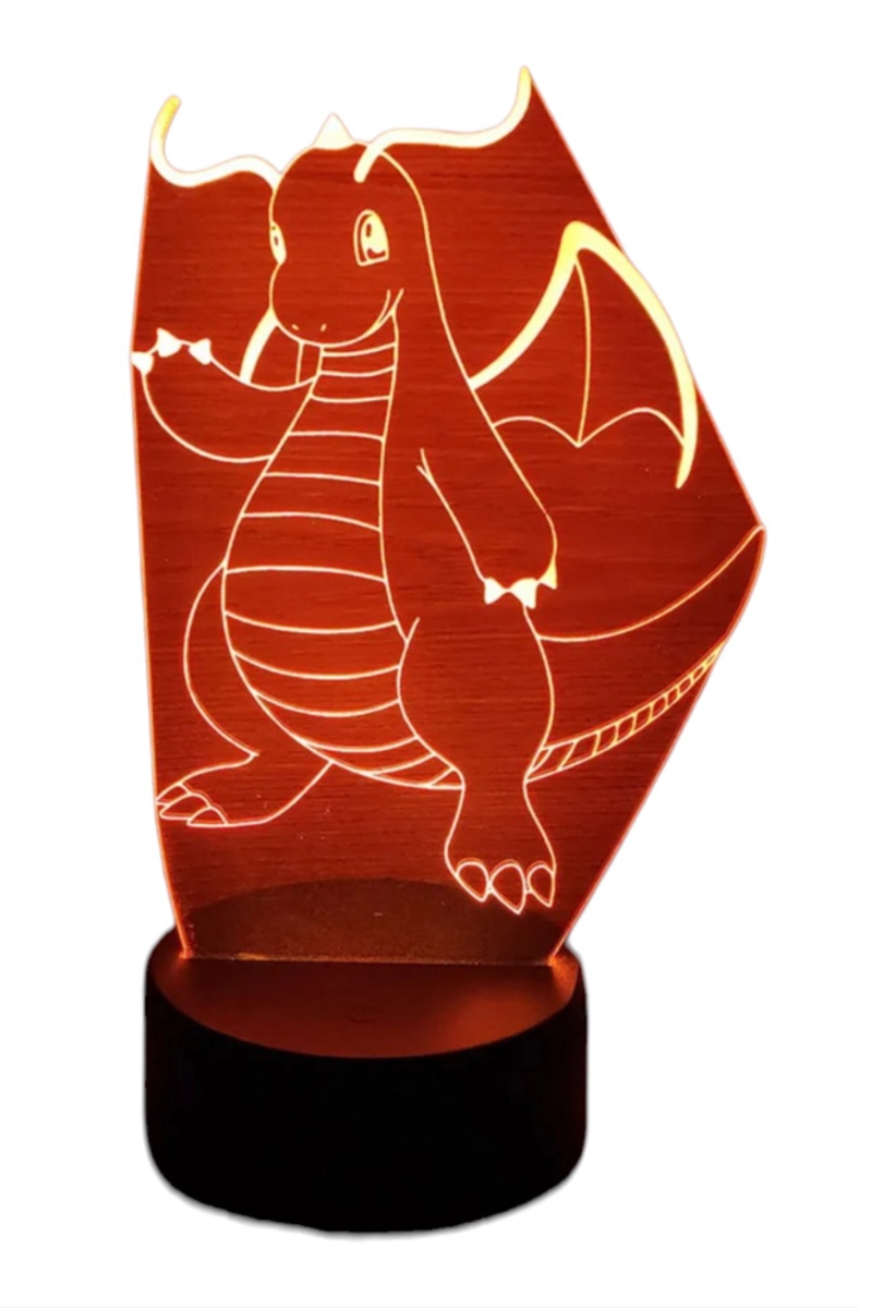 LAMPARA ILUSION 3D DRAGONITE (POKEMON) DE 7 COLORES - 3