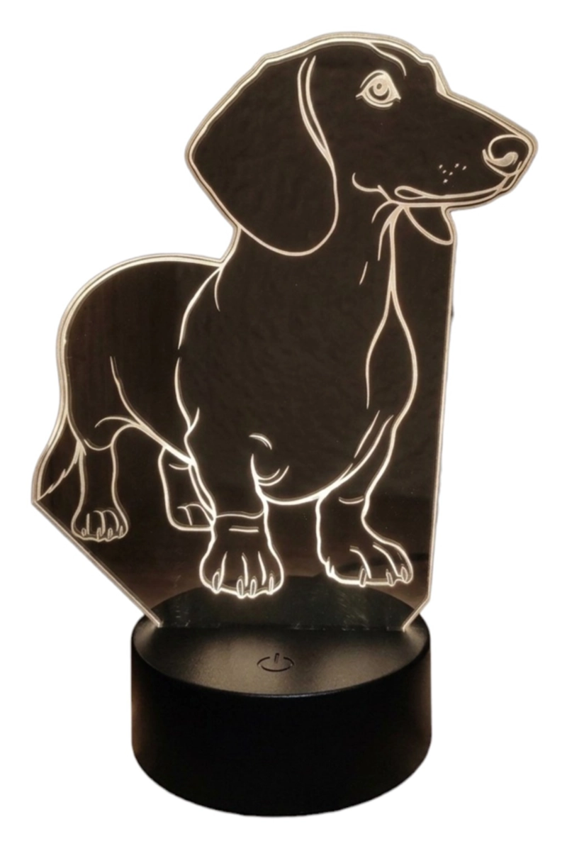 LAMPARA ILUSION 3D PERRO SALCHICHA (DACHSHUND) DE 7 COLORES - 1