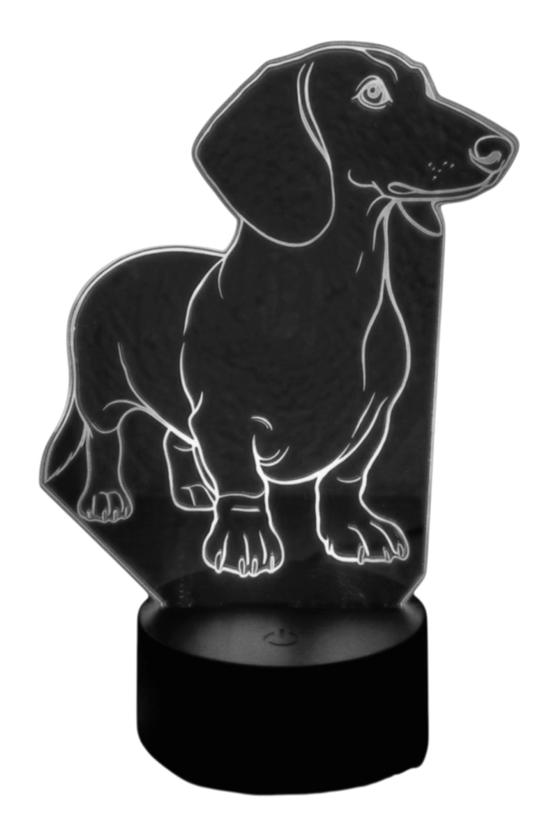 LAMPARA ILUSION 3D PERRO SALCHICHA (DACHSHUND) DE 7 COLORES - 2
