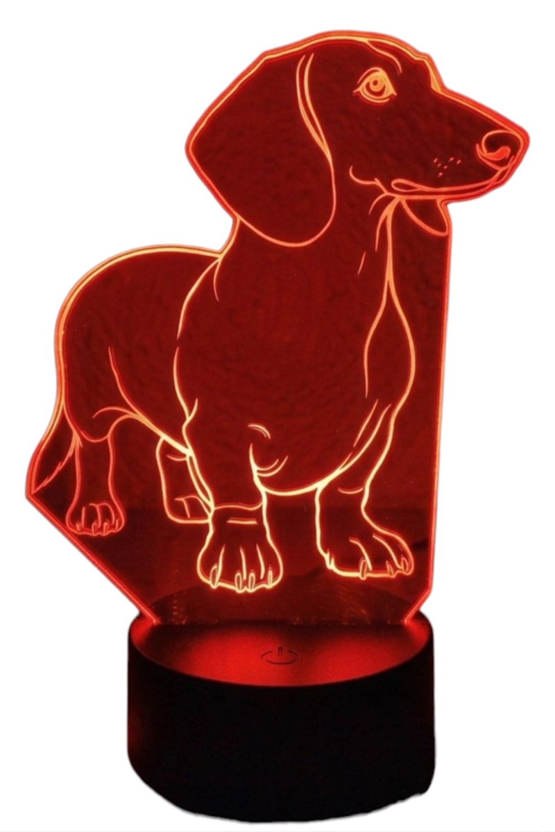 LAMPARA ILUSION 3D PERRO SALCHICHA (DACHSHUND) DE 7 COLORES - 3