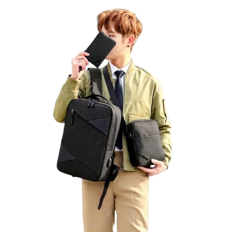 SET MOCHILA PORTA NOTEBOOK, BOLSO CRUZADO Y ESTUCHE - 9