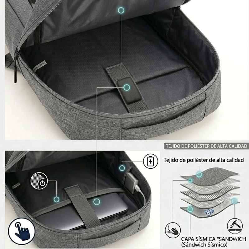 COMBO DE MOCHILA PARA LAPTOP, PECHERA Y BILLETERA - 10