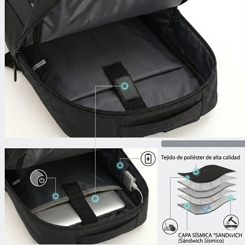 COMBO DE MOCHILA PARA LAPTOP, PECHERA Y BILLETERA - 11