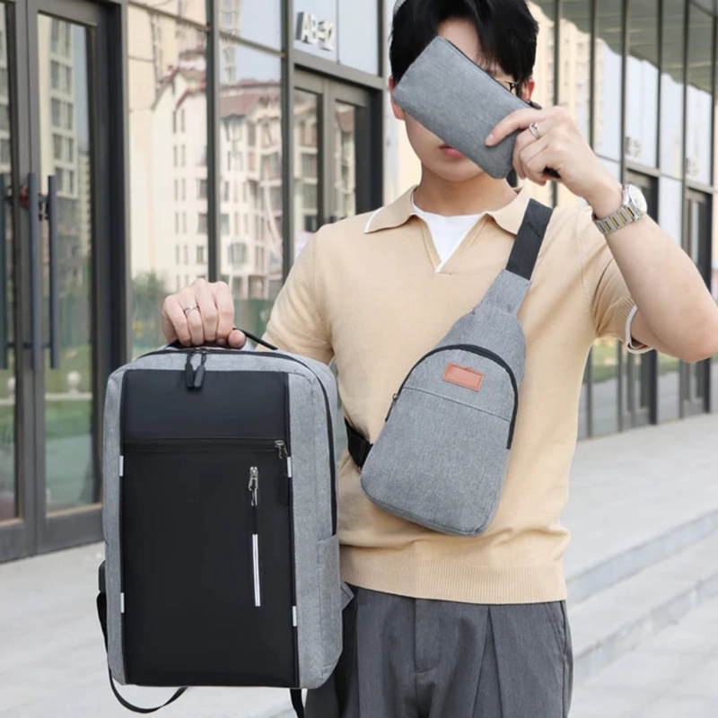 COMBO DE MOCHILA PARA LAPTOP, PECHERA Y BILLETERA - 13