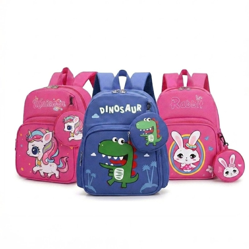 MOCHILA INFANTIL CON MONEDERO DISEÑOS ANIMADOS - 1