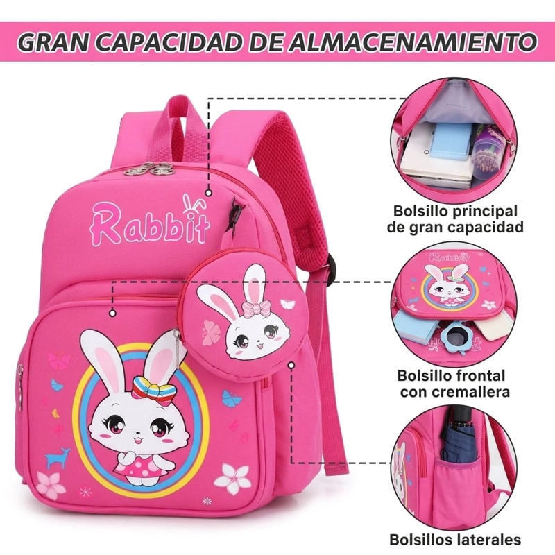MOCHILA INFANTIL CON MONEDERO DISEÑOS ANIMADOS - 6
