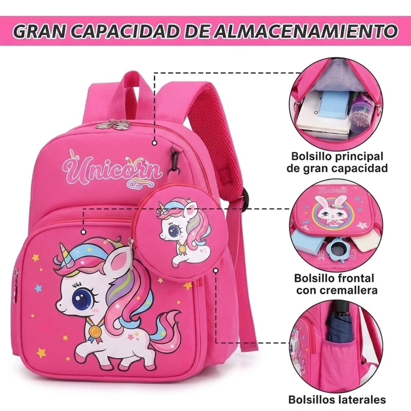 MOCHILA INFANTIL CON MONEDERO DISEÑOS ANIMADOS - 8
