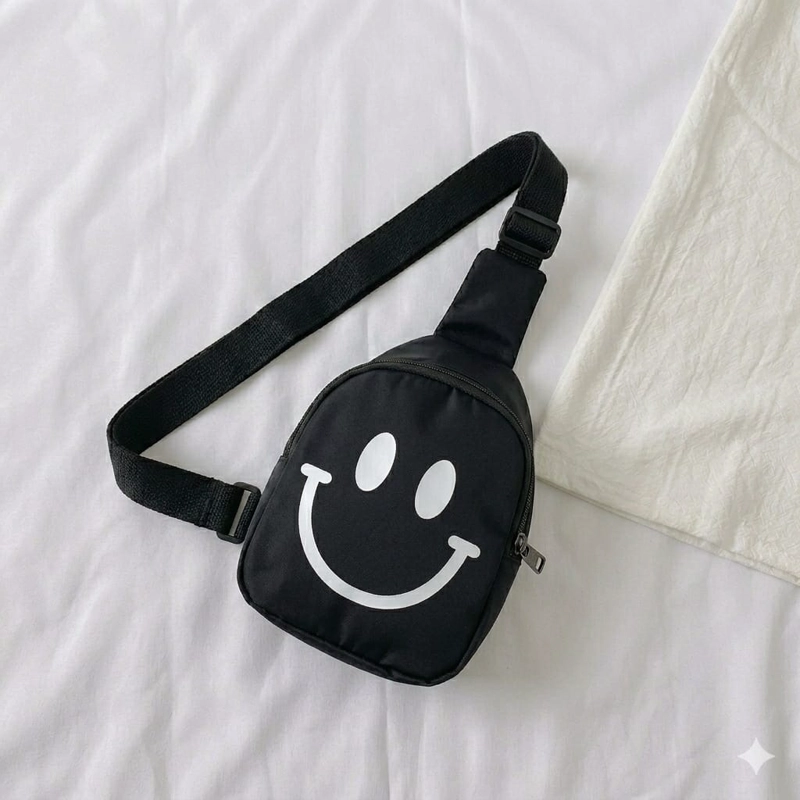 MINI MOCHILA BANDOLERA INFANTIL CARITA FELIZ - 4