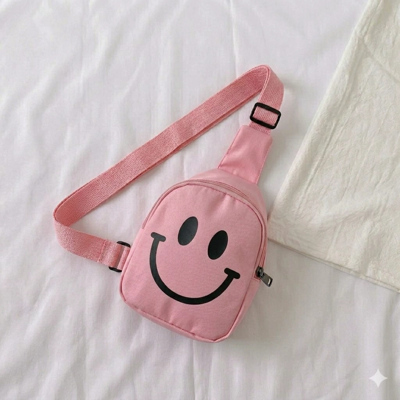MINI MOCHILA BANDOLERA INFANTIL CARITA FELIZ - 5