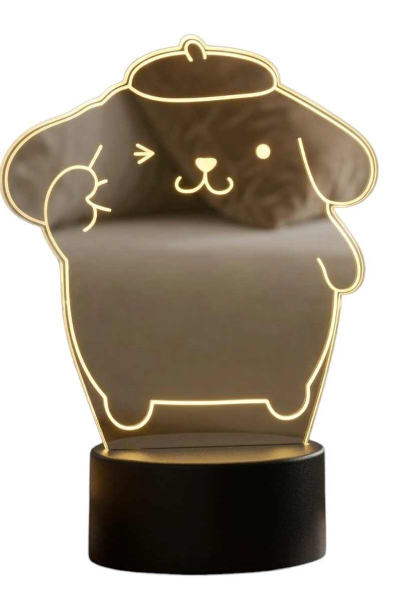 LAMPARA ILUSION 3D POMPOMPURIN DE 7 COLORES - 1