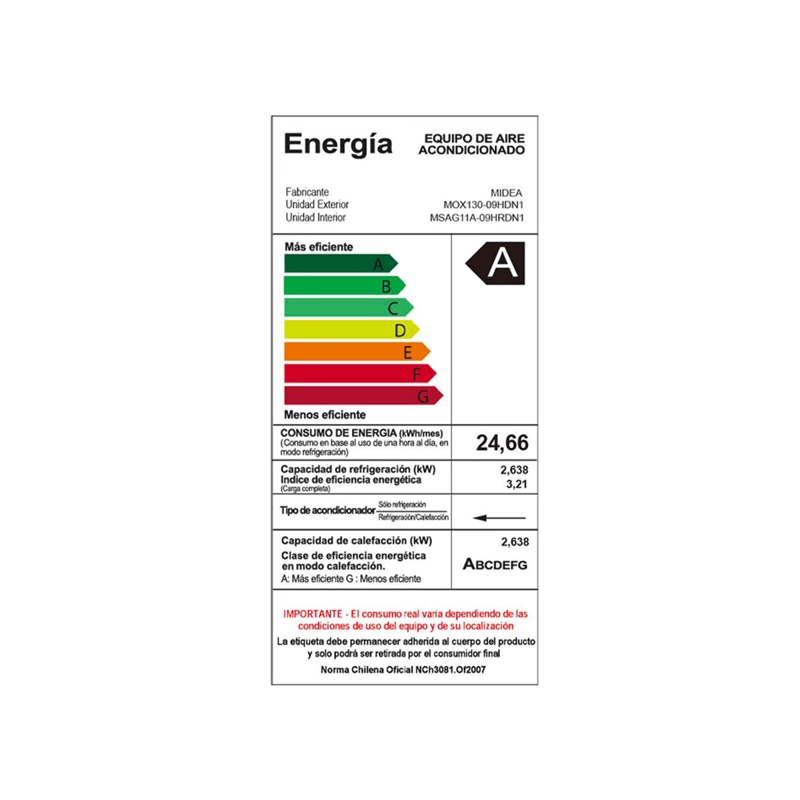 AIRE ACONDICIONADO SPLIT MURO 12000BTU INVERTER MIDEA XTREME DURA - 6