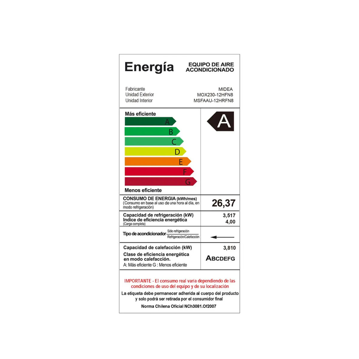 AIRE ACONDICIONADO SPLIT MURO 9000BTU INVERTER MIDEA BREEZELESS - 3