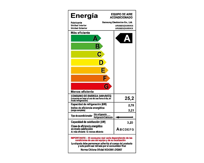 AIRE ACONDICIONADO SPLIT 9000BTU MURO INVERTER WINDFREE SAMSUNG - 5