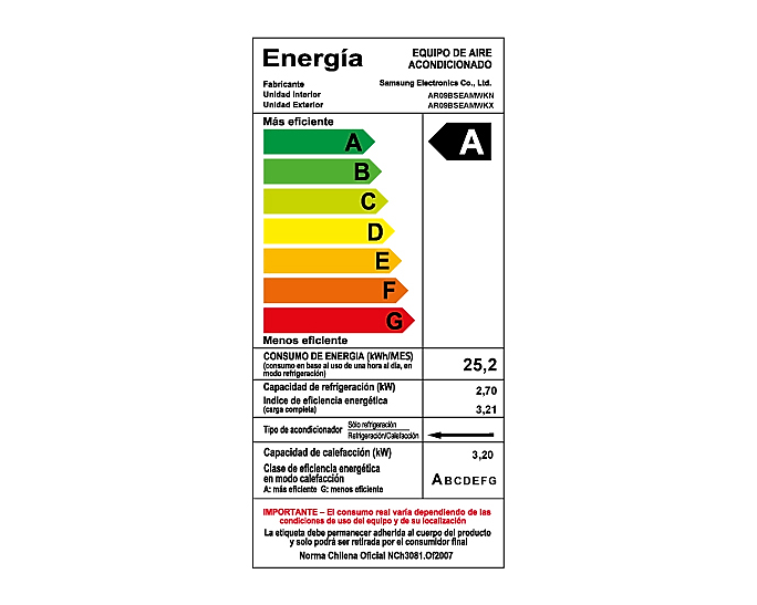 AIRE ACONDICIONADO SPLIT 9000BTU MURO INVERTER WINDFREE SAMSUNG - 3